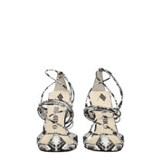 White Leather Stiletto Heel Sandals