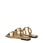 Gold Leather Slippers