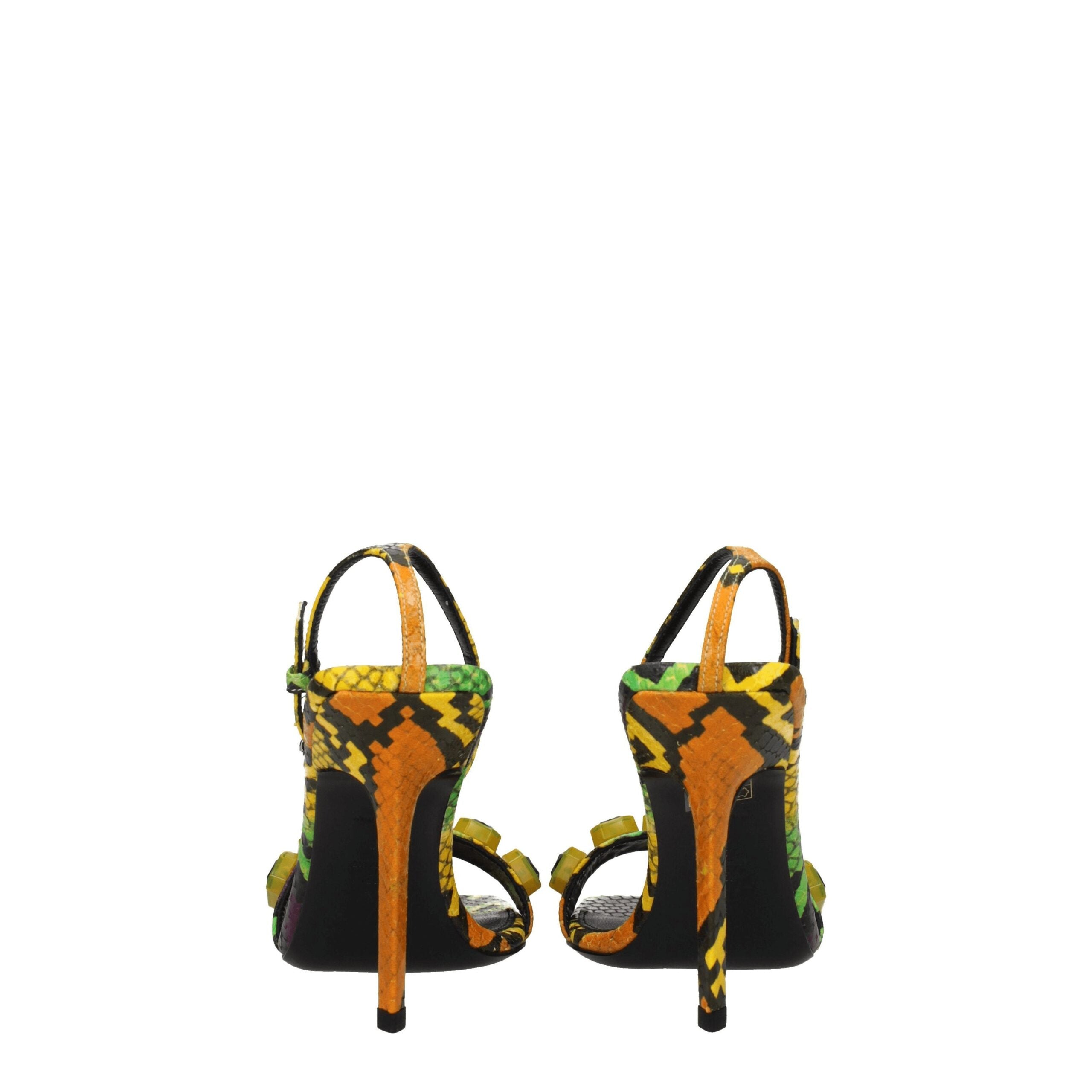 Multicolor Leather Stiletto Heel Sandals