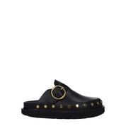 Black Leather Slippers