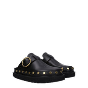 Black Leather Slippers
