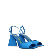 Blue Satin Stiletto Heel Sandals - The Attico