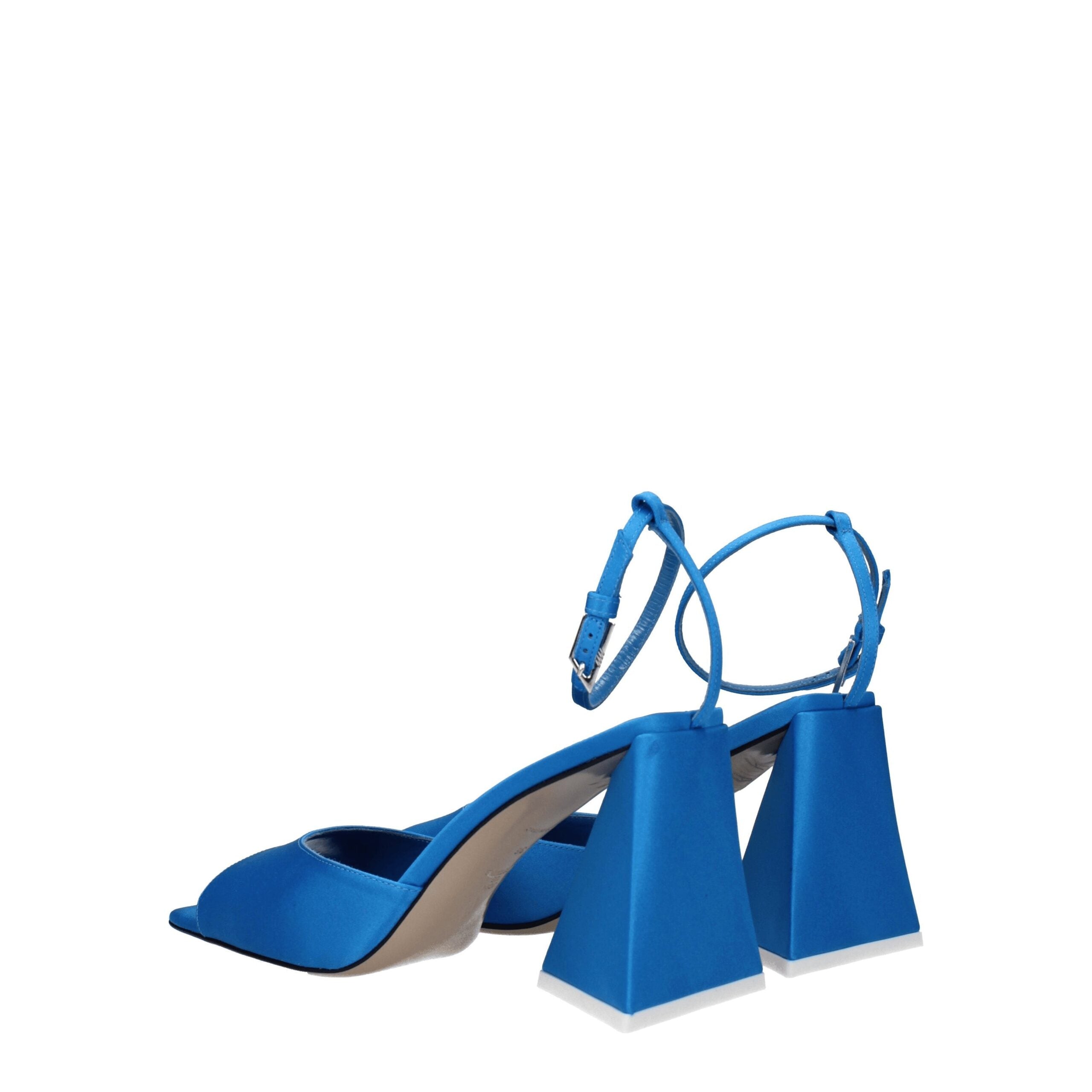 Blue Satin Stiletto Heel Sandals - The Attico