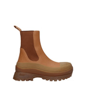 Brown Eco Leather Ankle Boots with Logo Detail