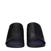 Black Leather Stiletto Heel Sandals