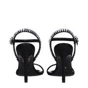 Svart satinsandaler med stilettohäl