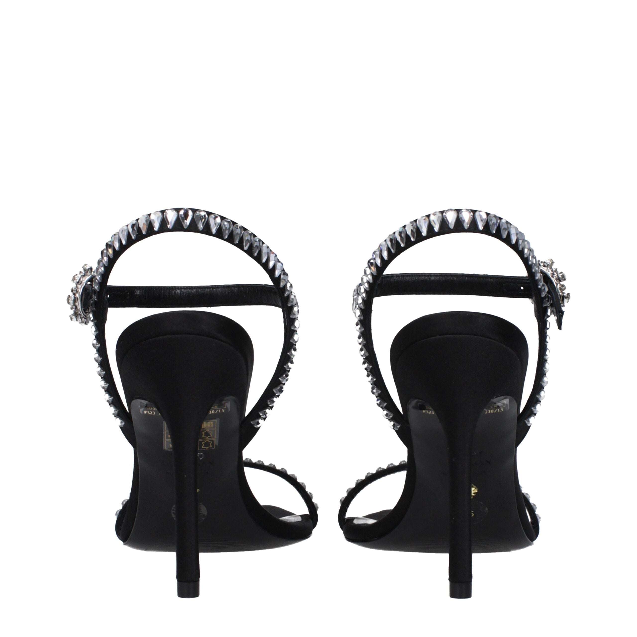 Svart satinsandaler med stilettohäl