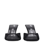 Svarta satinsandaler med stilettklack och öppen tå