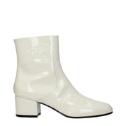 Beige Leather Ankle Boots with Side Logo