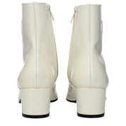 Beige Leather Ankle Boots with Side Logo