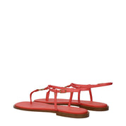 Pink Leather Flip-Flop Sandals with Logo