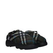 Burberry Green Fabric Slip-On Loafers