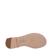 Pink Leather Flip-Flop Sandals with Logo