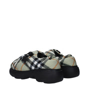 Burberry Green Fabric Slip-On Loafers