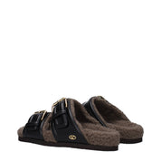 Svarta Lädertofflor med Öppen Tå - Spännestängning