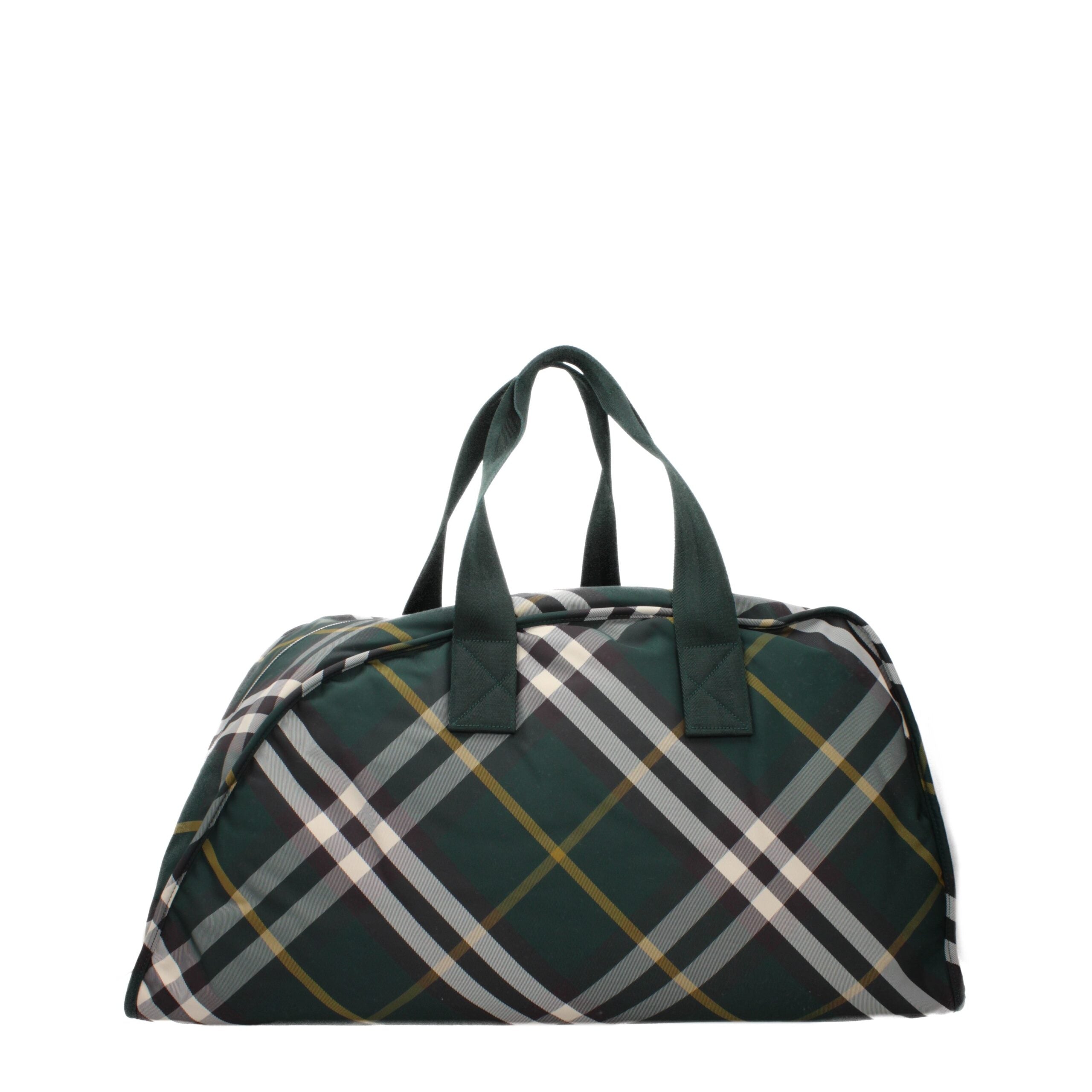 Burberry Green Check Fabric Travel Bag