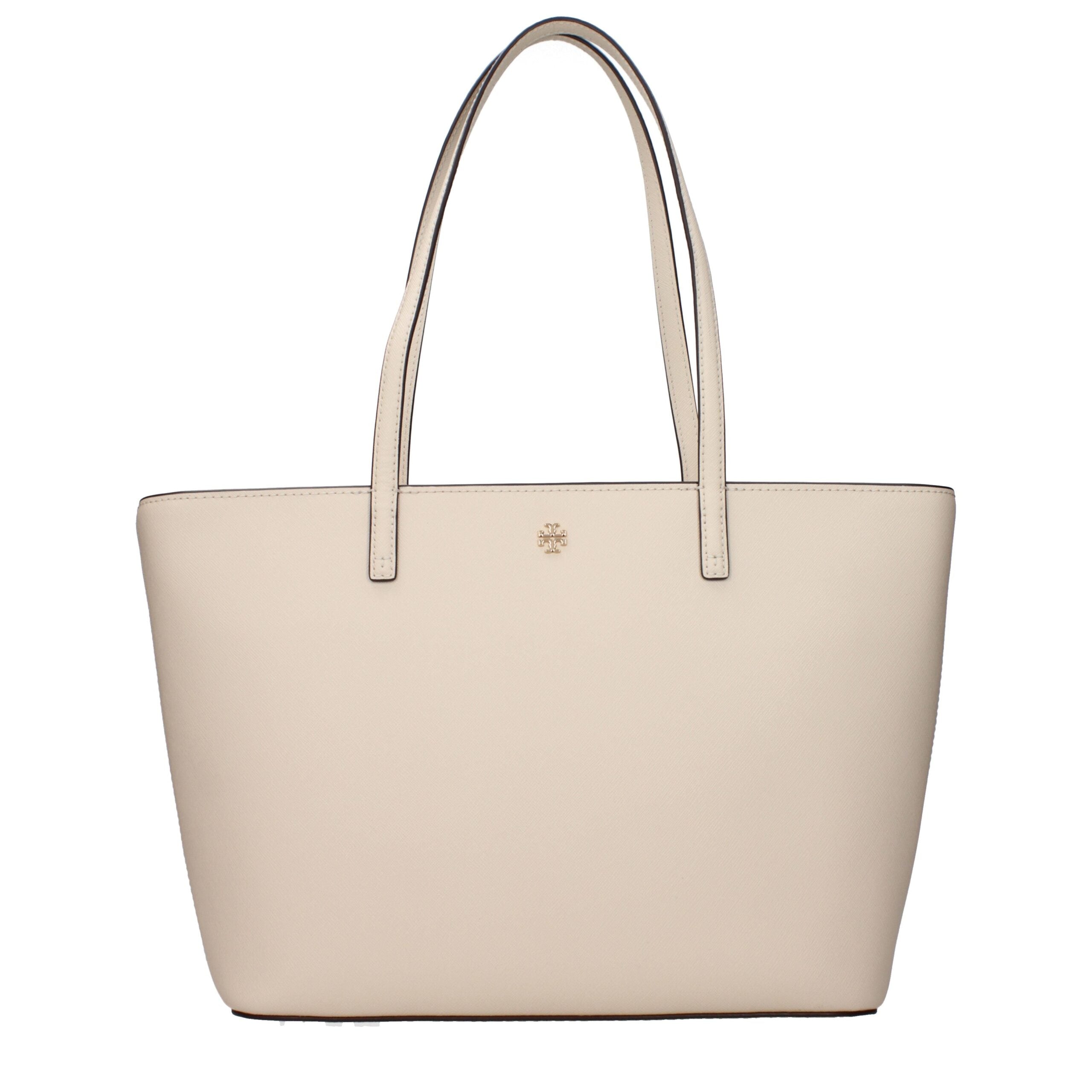 Beige Leather Shoulder Bag with Logo