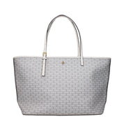 Beige läderaxelväska med logotyp