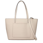 Beige Leather Shoulder Bag with Logo