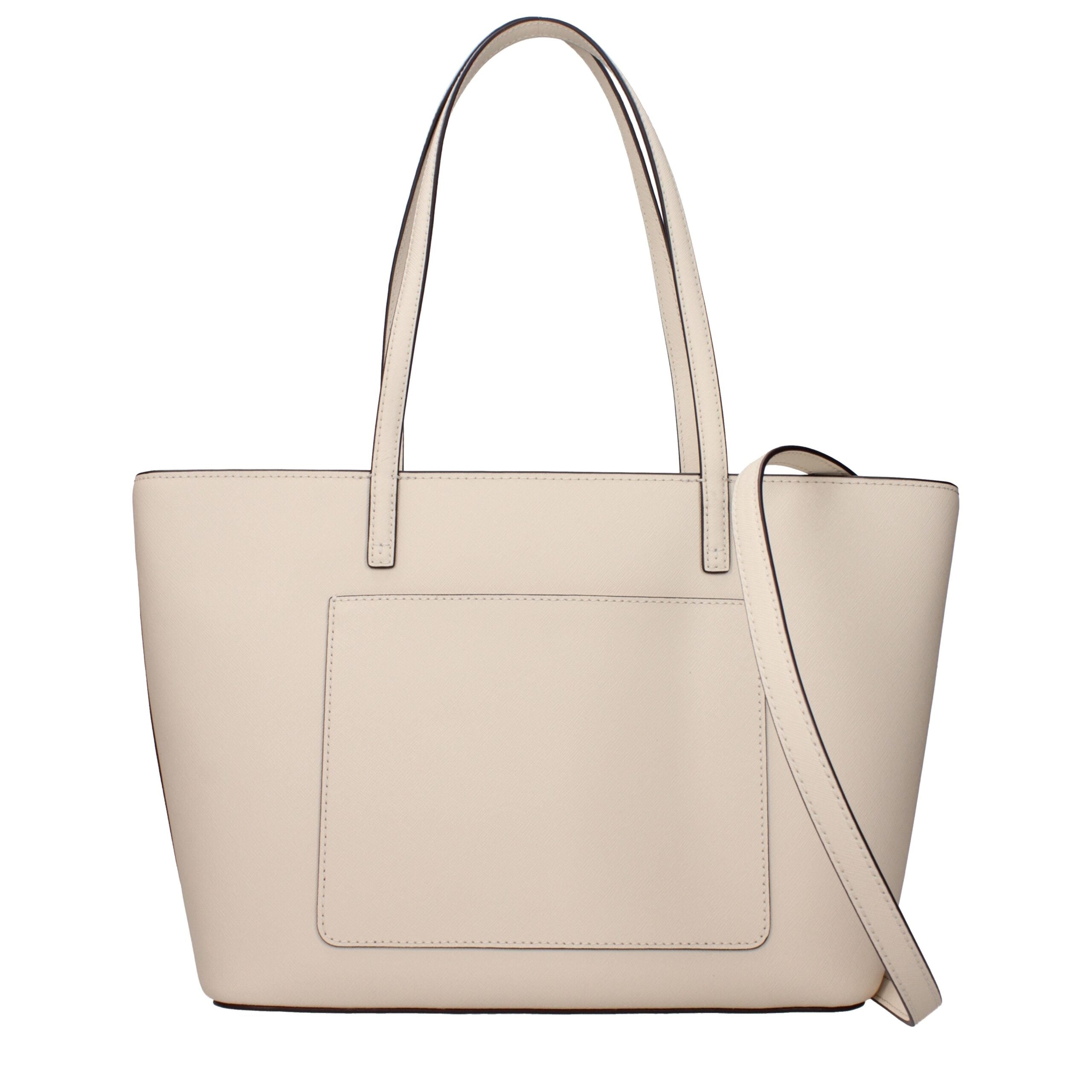Beige Leather Shoulder Bag with Logo