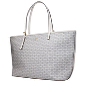 Beige läderaxelväska med logotyp