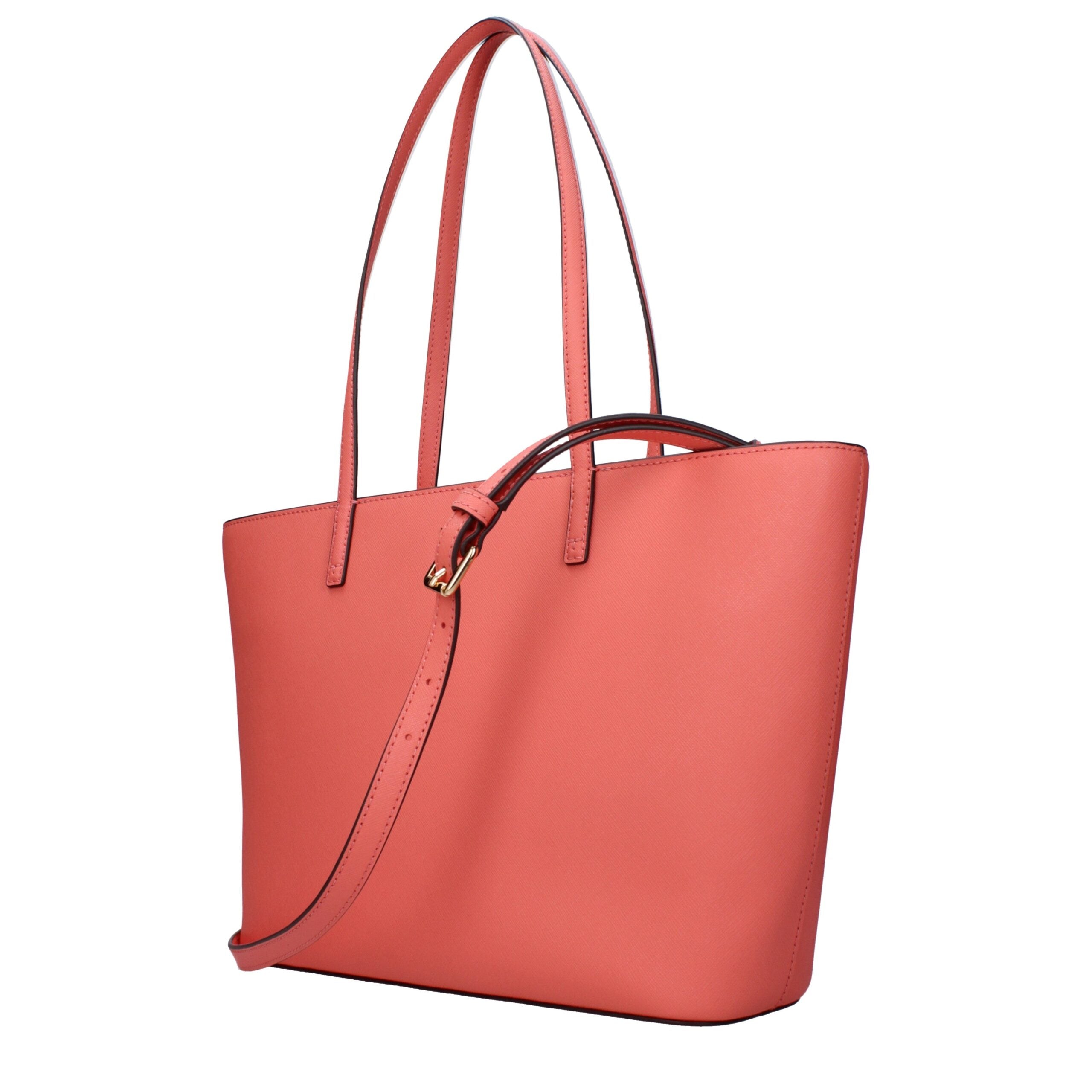 Pink Leather Shoulder Bag with Logo