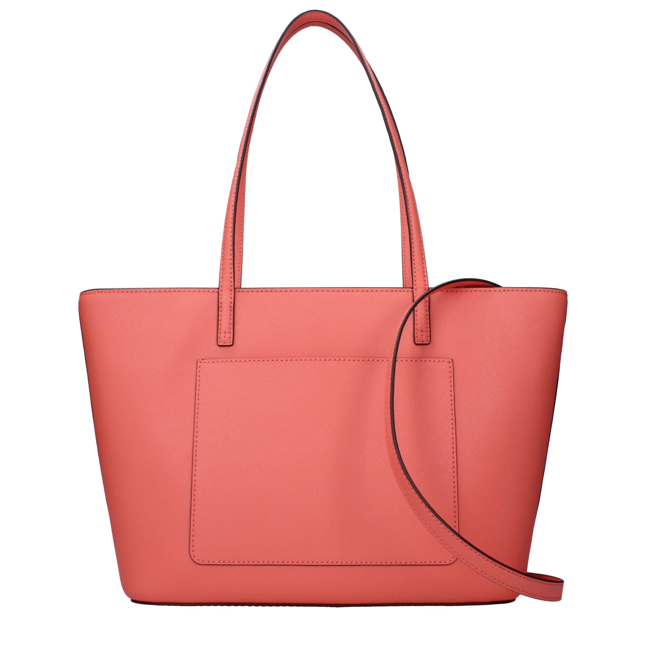 Pink Leather Shoulder Bag with Logo