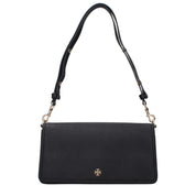 Black Leather Shoulder Bag with Logo