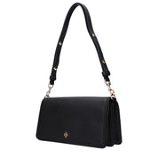 Black Leather Shoulder Bag with Logo