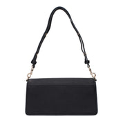 Black Leather Shoulder Bag with Logo
