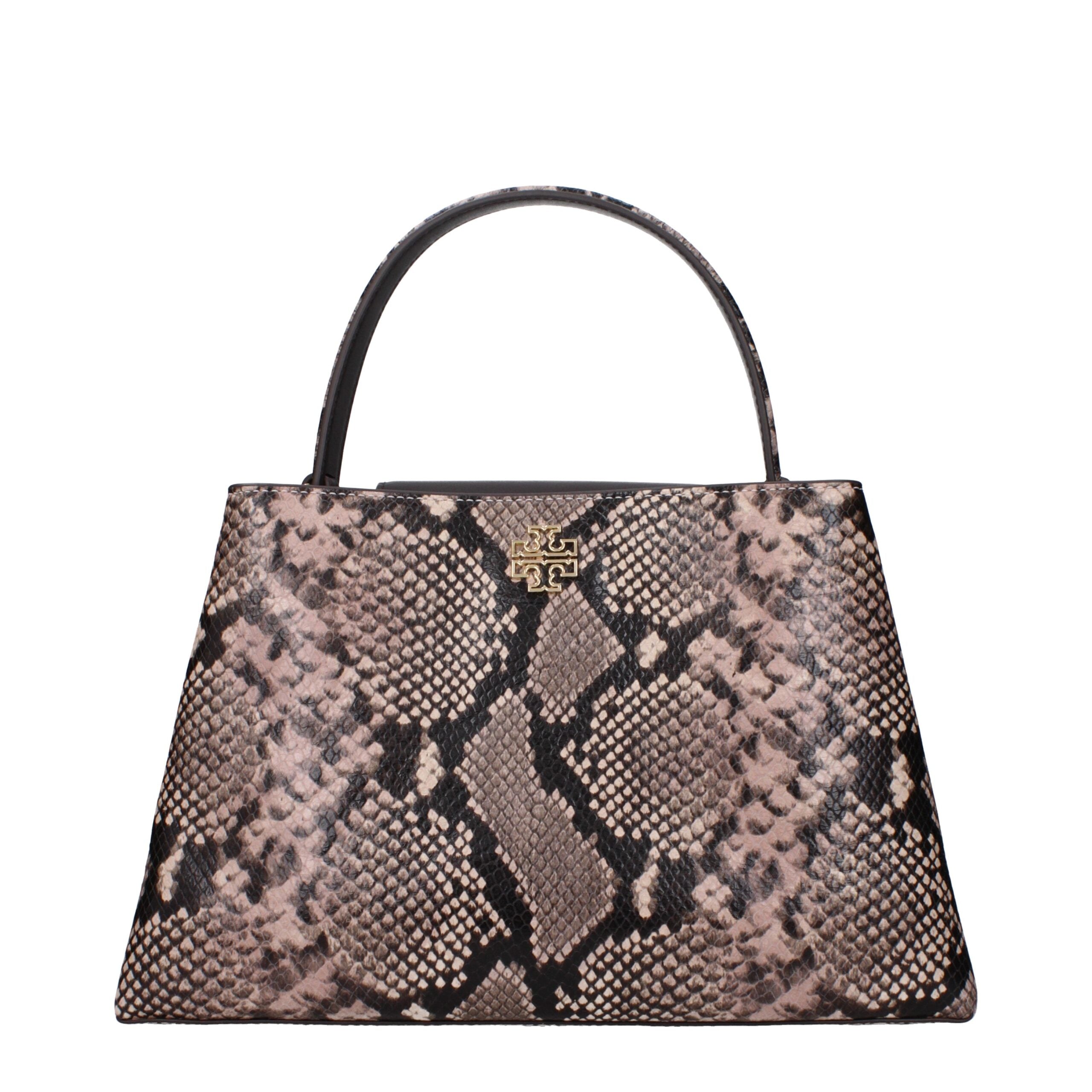 Rosa läderhandväska med logotyp