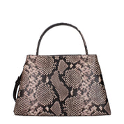 Rosa läderhandväska med logotyp