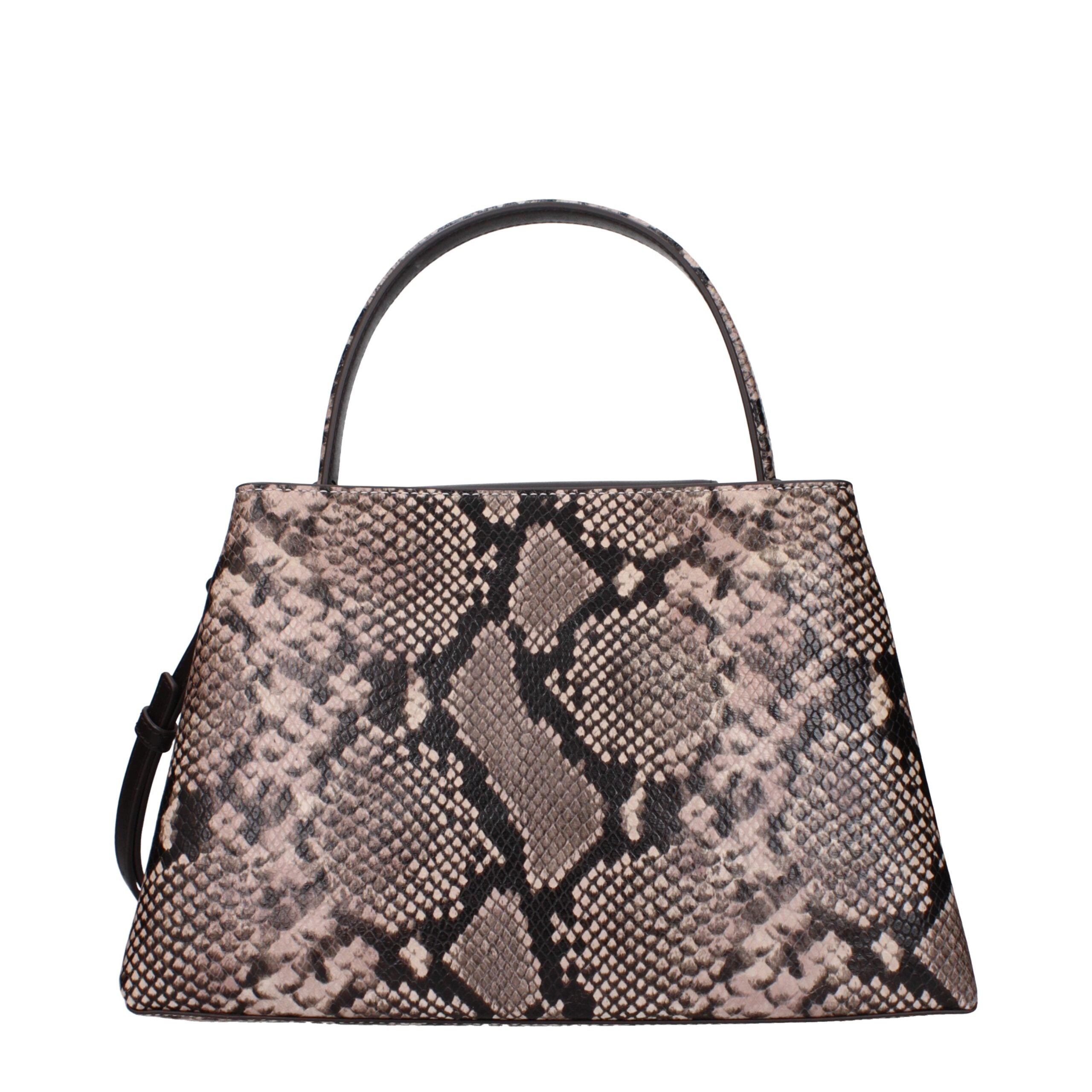 Rosa läderhandväska med logotyp