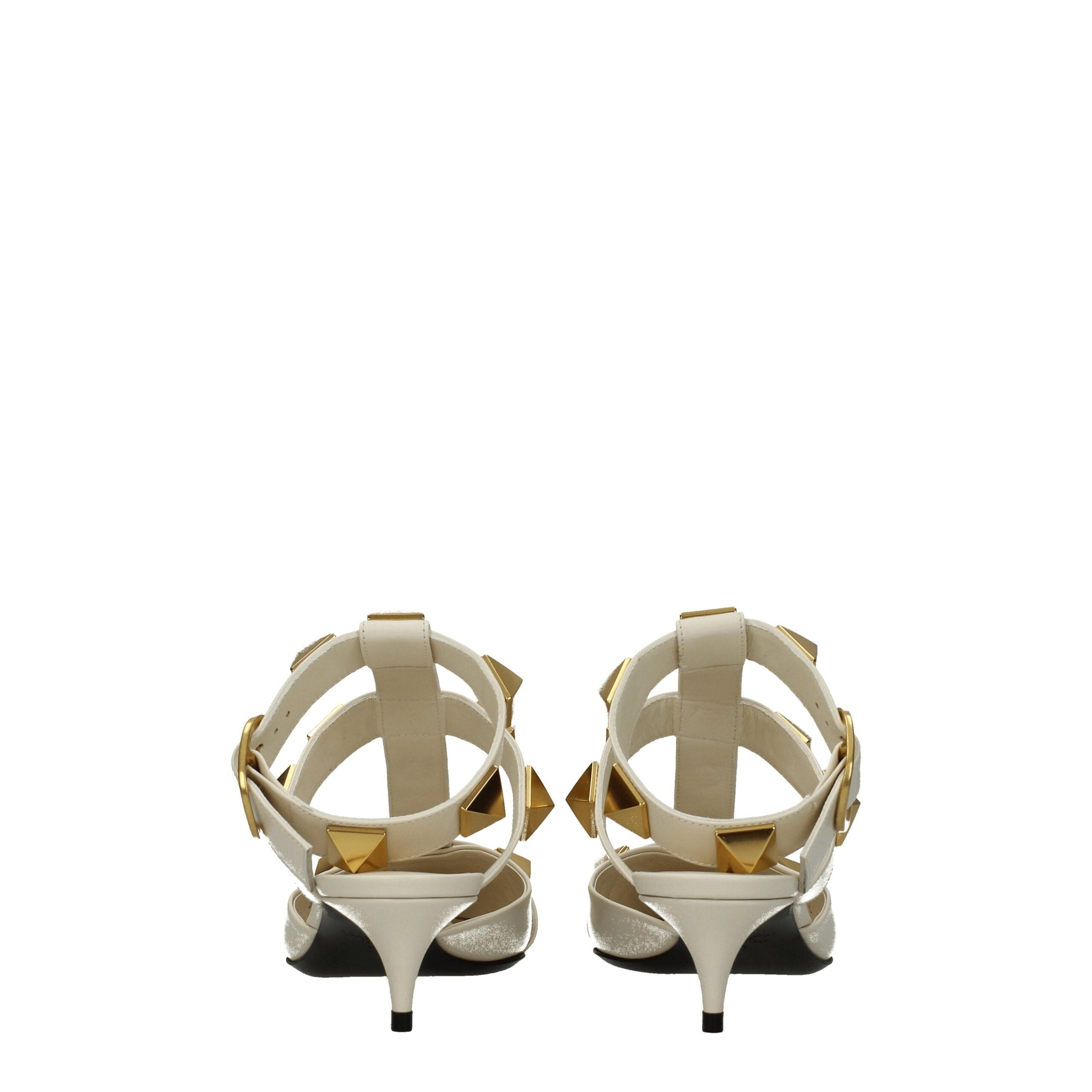 Beige Leather Stiletto Heel Sandals