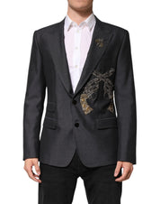 Dark Gray Bee Embroidery SICILIA Coat Blazer
