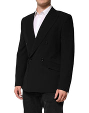 Black SICILIA Double Breasted Coat Blazer