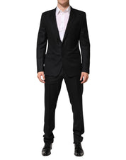 Black Jacquard Single Breasted 2 Piece Suit