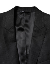 Black Jacquard Single Breasted 2 Piece Suit