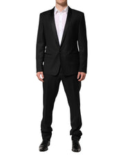 Black Wool Men Single Breasted 2 Piece Suit