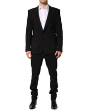 Black Cotton Single Breasted 2 Piece Suit