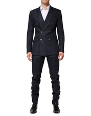 Dark Blue Double Breasted 2 Piece Suit