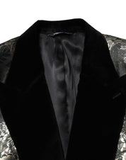 Metallic Floral Jacquard Silk 2 Piece Suit