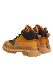 Orange Lace Up Trekking Ankle Boots Shoes