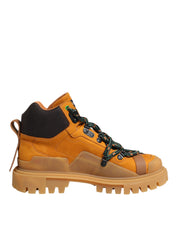 Orange Lace Up Trekking Ankle Boots Shoes