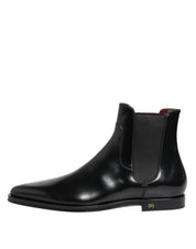 Black Leather MILLENIALS Mid Calf Boots Shoes