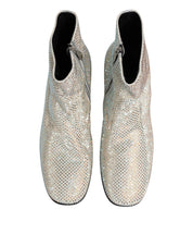 White Strass DG Logo Heels Ankle Boots Shoes
