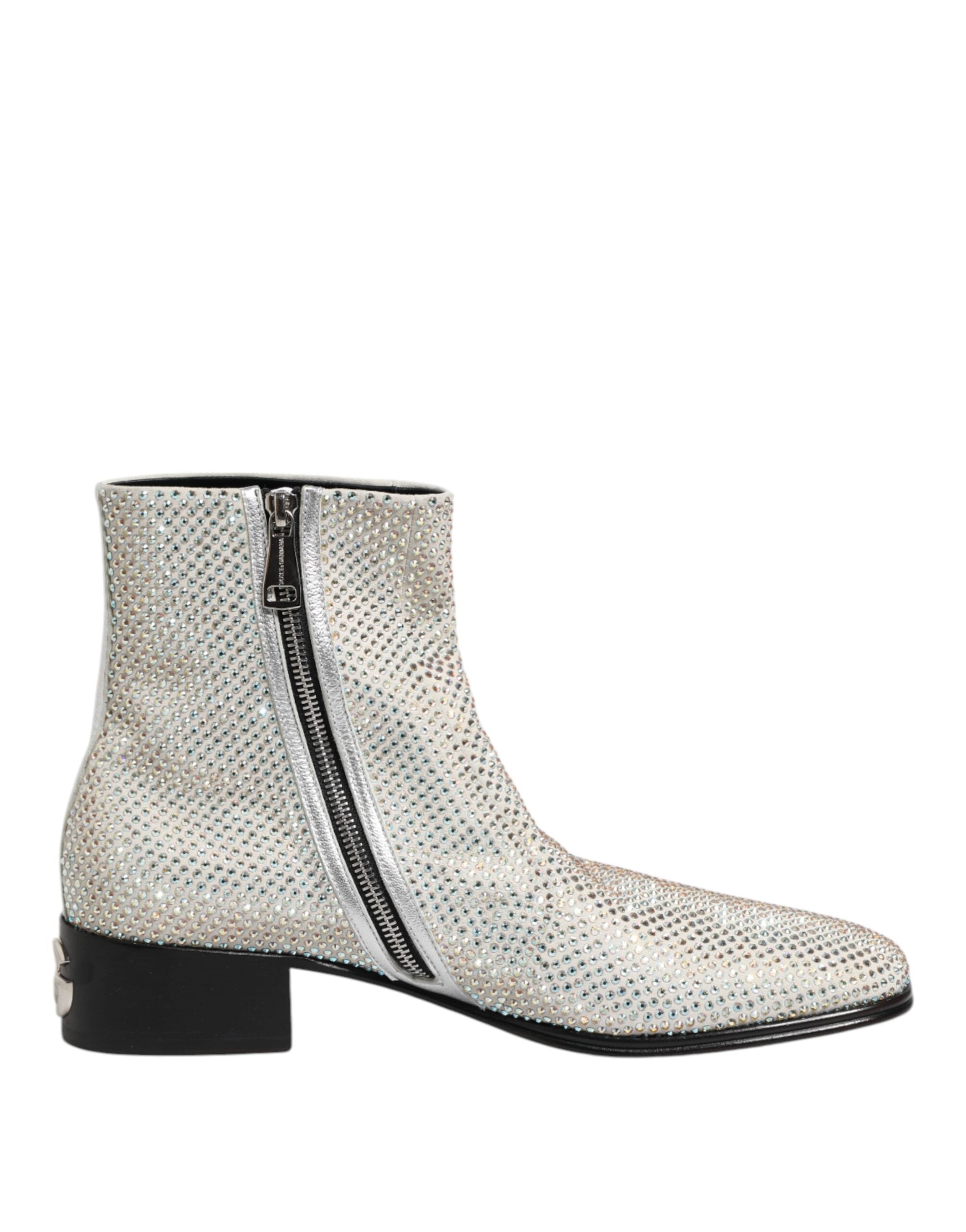 Dolce & Gabbana White Leather Ankle Boots