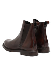 Brown Chelsea Leather Mid Calf Boots Shoes