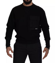 Black Cotton Crewneck Sweatshirt Sweater