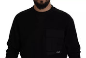 Black Cotton Crewneck Sweatshirt Sweater